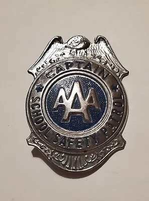 Vintage Aaa School Safety Patrol Captain Badge Silver & Blue • $27.50