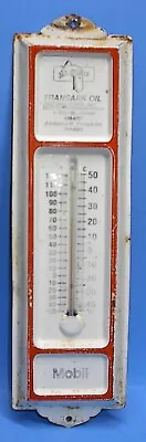 D L Tobin Transark Oil Mobil Presque Isle Maine Steel Wall Thermometer Some Wear • $19