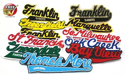 $15.99 • Buy Chenille School Name Patch Letterman Varsity Jacket Milwaukee, WI Area CHOOSE