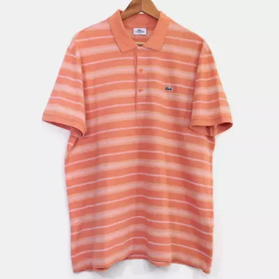 Lacoste Polo Shirt Size XL Orange Striped Embroidered Chest Logo • £6.81