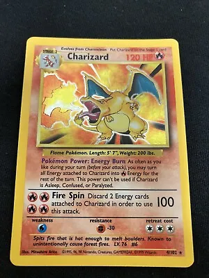 $130 • Buy Pokémon TCG Charizard Base Set 4/102 Holo Unlimited Holo Rare Vintage Wotc