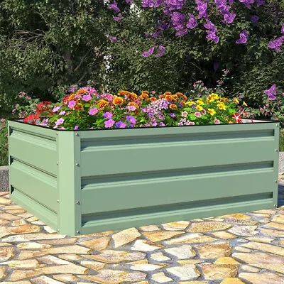 £4.20 • Buy Garden Metal Raised Vegetable Planter Outdoor Flower Trough Herb Grow Bed- Large