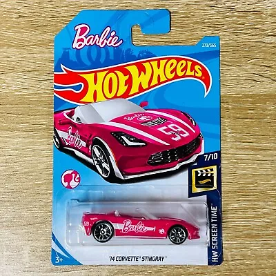 14 Corvette Stingray Convertible Barbie 2018 HW Screen Time Pink Long Card • $19.95