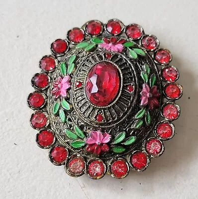 Vintage Signed LN Little Nemo Floral Brooch Pin Enamel Pot Metal Estate Jewelry • $15
