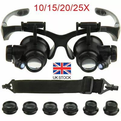 25X Magnifier Magnifying Eye Glass Loupe Jeweler Watch Repair Kit With LED Light • £9.85