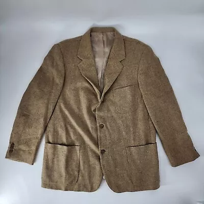 J.Crew Mens Sz L Wool Alpaca Blend Blazer Sport Coat Jacket 3 Button Tan Vintage • $54.99