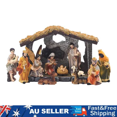 12Pcs Christmas Nativity Scene Set Resin Baby Jesus Village Nativity Scene Decor • $34.19