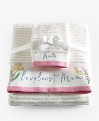 £13.99 • Buy Next Bath White Face & Hands Embroidered Flowers Set Towels Mother Gift Present
