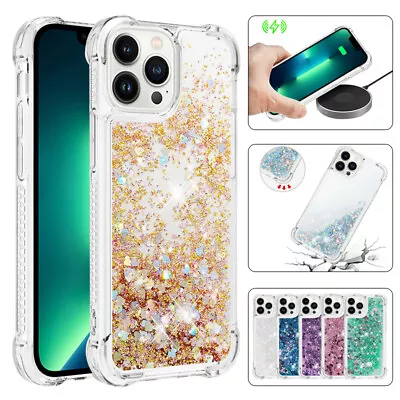 For IPhone 15 14 13 12 11 Pro Max 8 7 Plus XS XR Case Liquid Glitter Bling Cover • $10.99