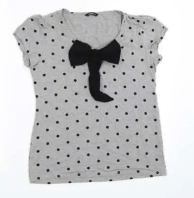 £3.75 • Buy Roman Womens Grey Polka Dot Cotton Basic T-Shirt Size 10 Round Neck