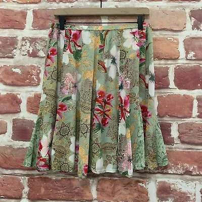 Bila Skirt Womens Medium Sage Green Multicolor Boho Floral Abstract Pull On • $21.24