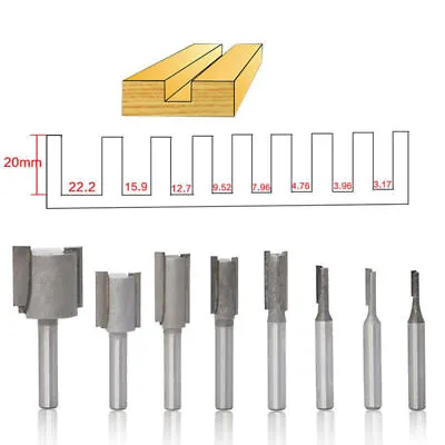£7.88 • Buy 8Pcs Shank Straight Slotted Router Bit 1/4 /6.35mm For Woodworking Cutter Set UK