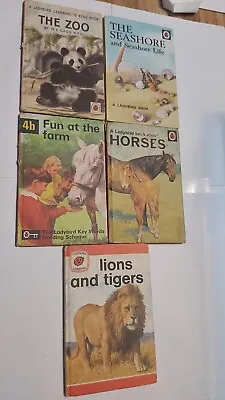 5 Ladybird  Books. Lions & TigersFun At FarmHorses Seashore The Zoo. • £10
