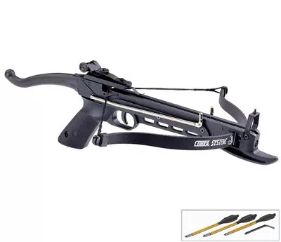 Mini 80 Lb Hunting Self Cocking Pistol Gun Crossbow + 15 Aluminum Bolts Arrows  • $36.99