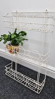 Vintage Metal 1950s 60s Storage Rack White Hanging Kitchenalia • £26.39