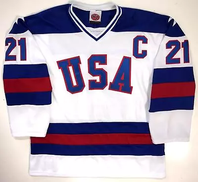 Mike Eruzione Usa Hockey Premier White Jersey 1980 Gold Medal  Miracle On Ice  • $135.99