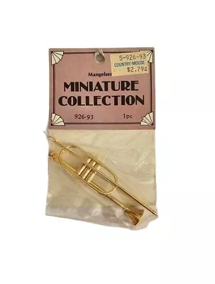 Mangelsen's Miniature Gold Tone Brass Metal Trombone Christmas Tree Ornament VTG • $14.99