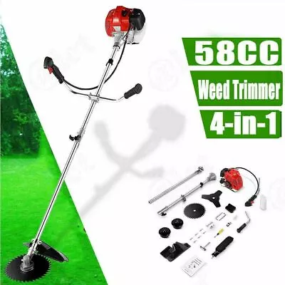 58cc 2-Stroke 4 In 1 Gas Straight Shaft Grass Eater String Trimmer Brush Cutter • $189.99