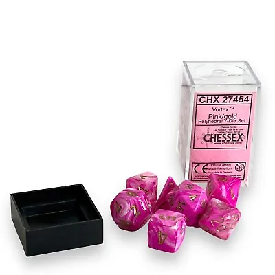 DICE Chessex VORTEX BRIGHT PINK Marble Swirl D20 Set D10 D6 RPG Game 27454 • $21.99