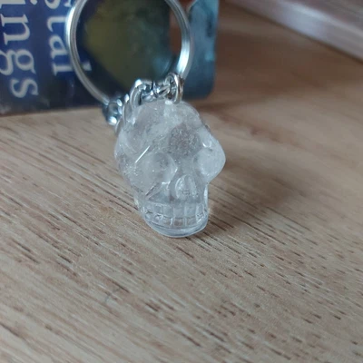 £2.50 • Buy Clear Quartz Crystal Skull Keyring Healing Gemstone ...