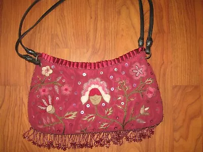 Vintage Y2k Express Embroidered Beaded Purse Handbag Cottagecore Boho Festival • $28.99