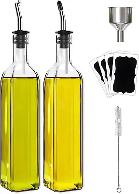 Leaflai Olive Oil Dispenser Bottle 2 Pcs Glass Olive Oil Dispenser And Vinegar • $13.99