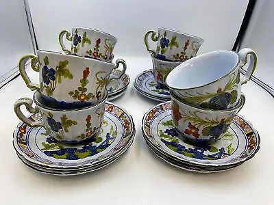 AMM Majolica Italy Pottery GAROFANO Cup & Saucer Sets X 8 • $135.99