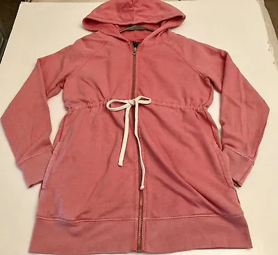 Gap Maternity Fleece Knit Hoodie Zip Tie Waist Jacket Coat Peach Sz M Medium • $3.99