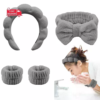 4-Piece Spa Headband & Wristband Set， Reusable Makeup & Skincare Accessories For • $22.83