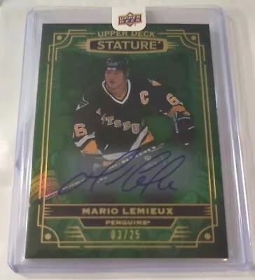 2022-2023 Upper Deck Stature Mario Lemieux Auto Green #3/25 Penguins • $399.99