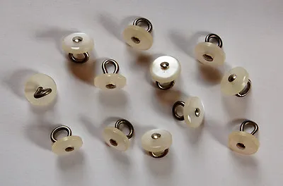VINTAGE 12 FAUX SHELL MOP PLASTIC BUTTONS BEAD METAL SHANK BUTTON • 9mm • $5.99