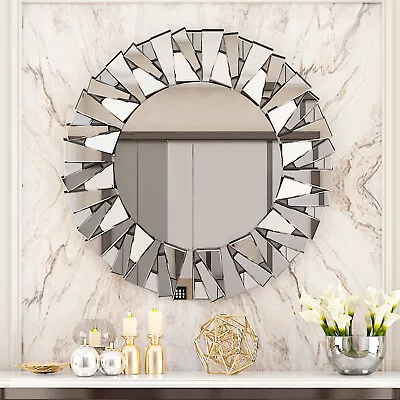 Wisfor Wall Mounted Mirror Decorative Silver Mirrors Beveled Glass Living Room • $149.90