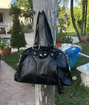 Yves Saint Laurent Muse Black Shimmering Leather Shoulder Bag Made In Italy • $299.99