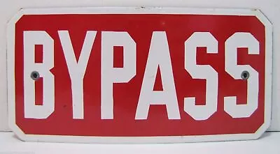 BYPASS Old Porcelain Sign Red White Industrial Railroad Transportation Safety Ad • $125