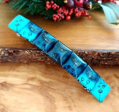 Large Hair Barrette Turquoise Hair Clip Glass Hair Slide Strong Hair Clasp  • £10.80