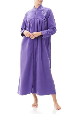Ladies Givoni Purple Violet Long Length Zip Dressing Gown Bath Robe (82) • £49.60