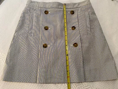 J. Crew Seersucker Button Front Miniskirt Size 8 Blue White Stripe W/ Pockets • $31.95