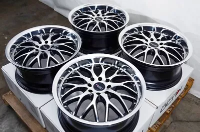 Kudo Racing Revolution 17x7.5 4x100 4x114.3 Black W/Polish Face Wheels Rims (4) • $759