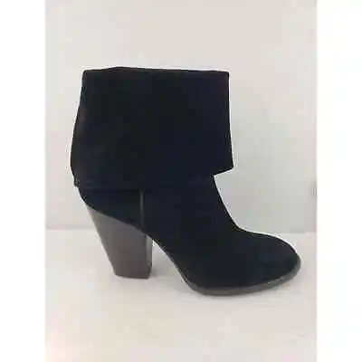 VINCE CAMUTO Womens BRASS Black Suede Leather Ankle Fold Down Boots 8.5 • $25.99
