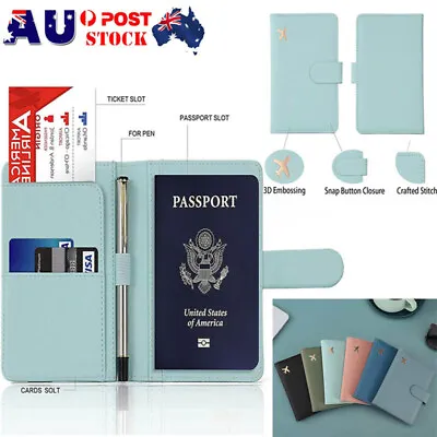 $18.89 • Buy PU Leather Passport Travel Wallet Holder Cash RFID Blocking ID Card Case Cover 