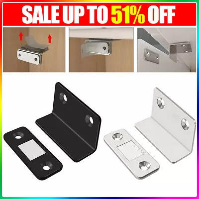 Strong Magnet Steel Catch Latch L Shaped For Door Closet Cabinet Cupboard Closer • £2.90