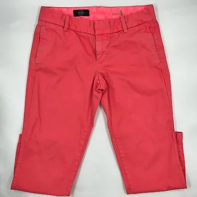 J Crew Scout Chino Pants Size 4 Pink Cotton Stretch Cropped Flat Front Button • $14.99