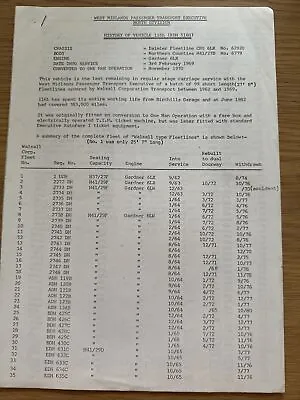 Walsall Daimler Fleetline Data File Fleetlist WMPTE  • £2.99