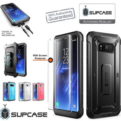 Samsung Galaxy S8 Case Rugged Holster Tempered Glass Screen Protector SUPCASE • $47.24