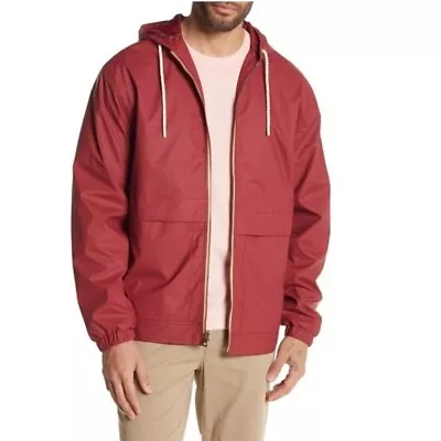 Weatherproof Hooded Full Zip Rain Slicker Sport Jacket Raincoat Red Size L $129 • $22.32