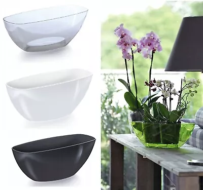 Plant Orchid Pot Plastic 3 Colours Gloss Oval Planter Transparent Clear 36cm Cm • £4.99