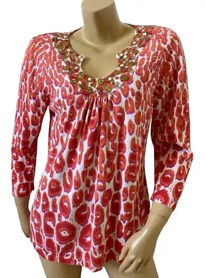 PECK & PECK Womens Size Large Animal Print Beaded Embellished Pullover Sweater • $14.39