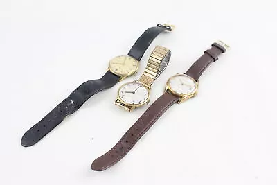 Men's Vintage Gold Tone WRISTWATCHES Hand-wind WORKING Inc. Rotary Etc. X 3 • $2.78