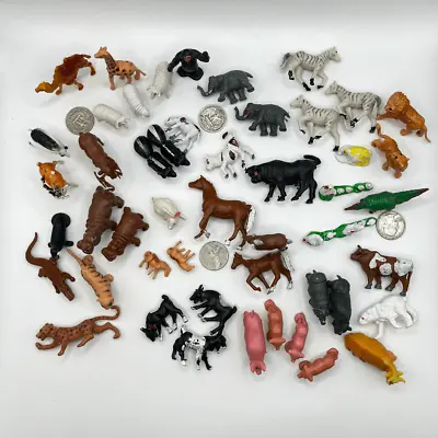 Lot Of 49 Vintage 70s 80s Painted PVC Plastic Miniature Animals Exotic Farm Zoo • $22.49