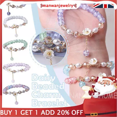 Beautiful Daisy Beaded Charm Bracelet Women Girls Childrens Jewellery Gift UK • £2.99